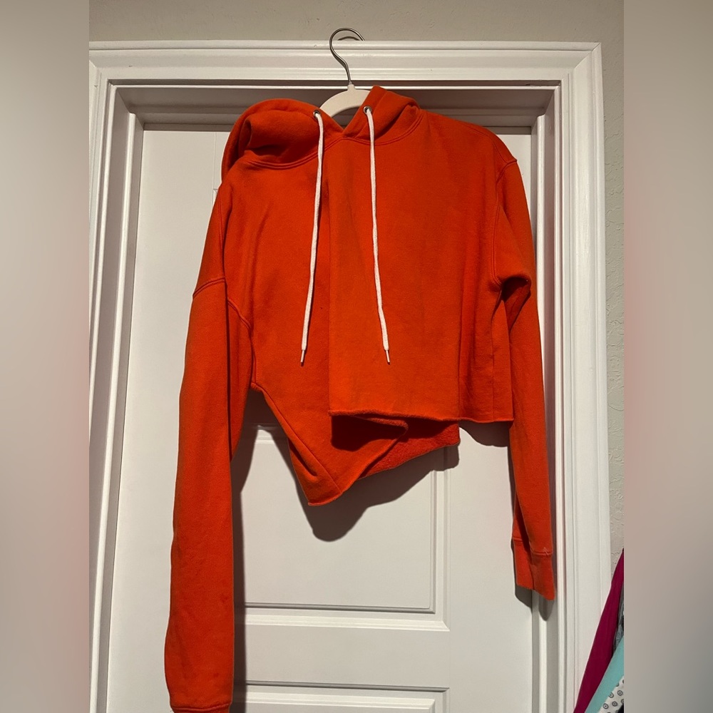 cropped orange hoodie